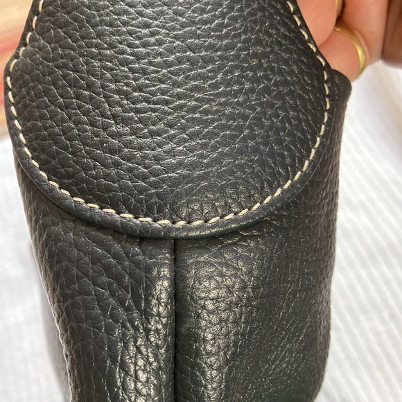 dooney smooth black leather backpack pocket Bourke Nylon Flap Strap drop length 12 Dooney & Bourke black pebbled